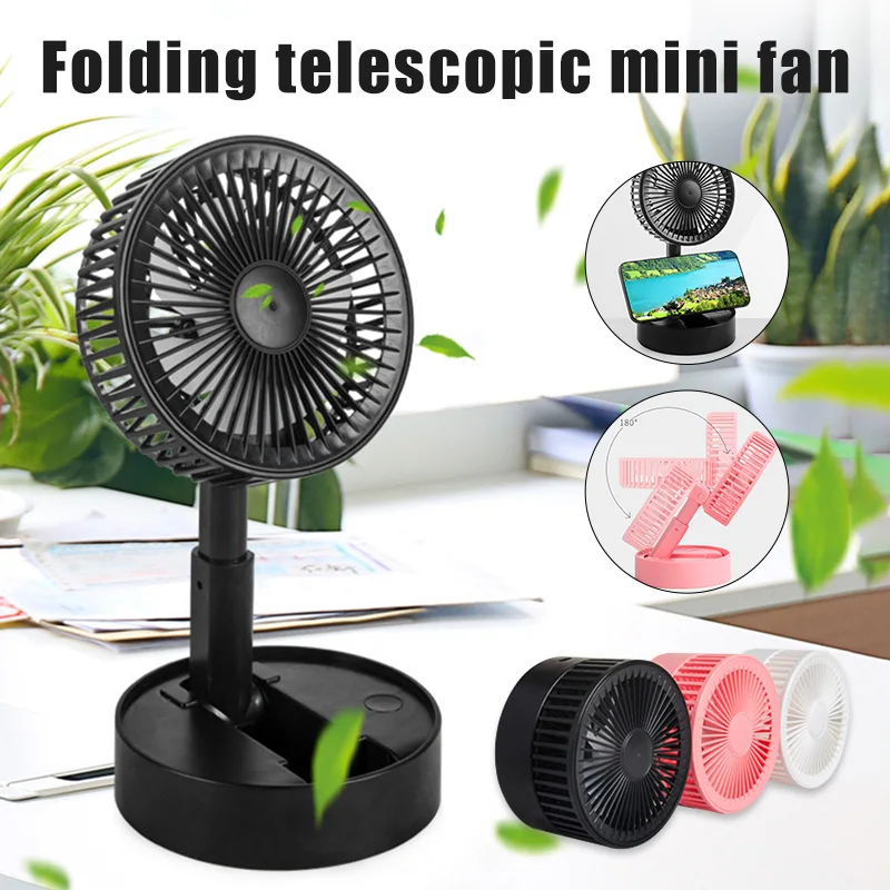 

Spot Folding Telescopic Mini Fan USB Rechargeable 3 Speeds Portable Small Desk Fan VJ-Drop
