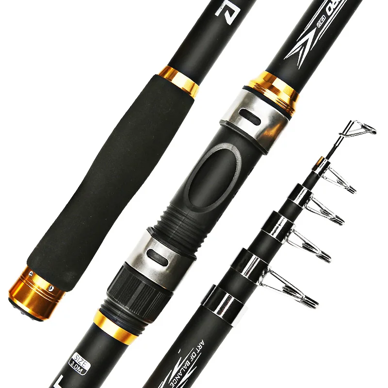 YUYU sea Fishing rod lure rod fish rod hard Telescopic Spinning rod carbon telescop pole rod FPR feeder carp Fishing rods - Цвет: Черный