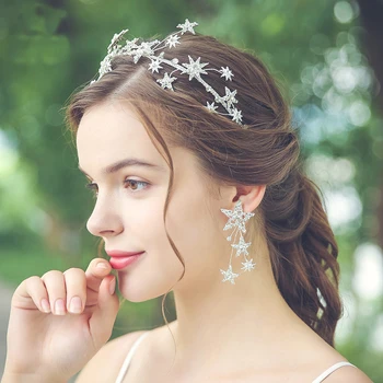 

Rhinestone Stars Wedding Tiara Hair Accessories Bride Rhinestone Crown Head Jewelry Tiara Headband Tiaras and Brides Headpieces