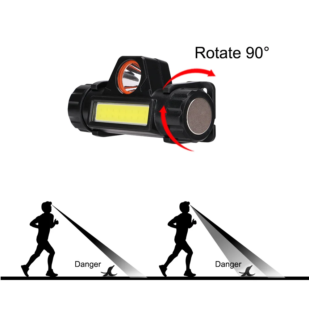 XANES XPE+ COB 90 ° вращающийся светодиодный налобный фонарь USB Перезаряжаемый Открытый Кемпинг Пешие прогулки Велоспорт Рыбалка легкий магнит фонарь