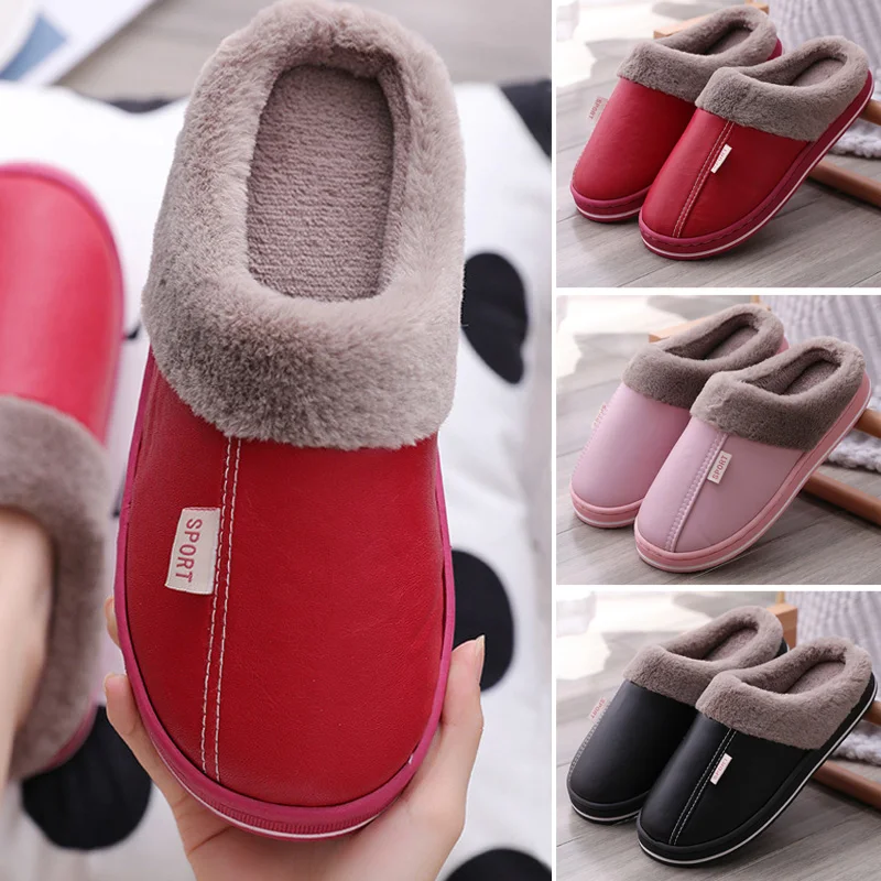 

1 Pair Winter Slippers Soft Plush Lined Warm House Shoes for Home Indoor Outdoor K-BEST