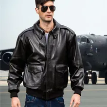 Черная мужская кожаная куртка USAF A2 Pilot, европейский размер XXL, настоящая Толстая воловья кожа, зимнее пальто в стиле милитари Авиатор