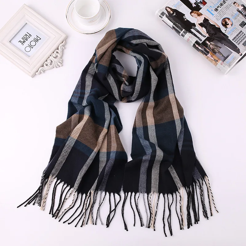 mens cotton scarf 2020 designer scarf for men warm winter neck scarfs Luxury brand plaid cashmere men's scarf  casual Male Bufandas Hombre mens infinity scarf