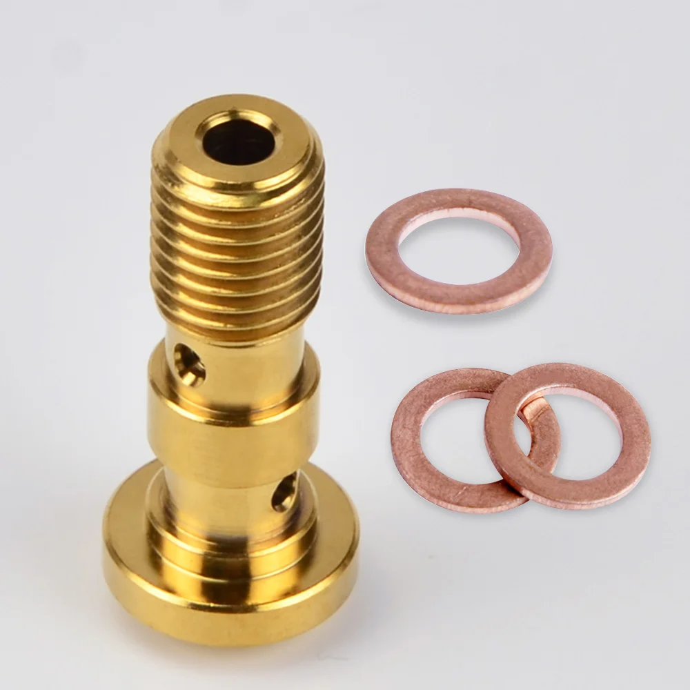 Nicecnc m10 x 1.25mm inoxidável da motocicleta banjo parafusos & arruelas titânio liga azul titânio ouro-4