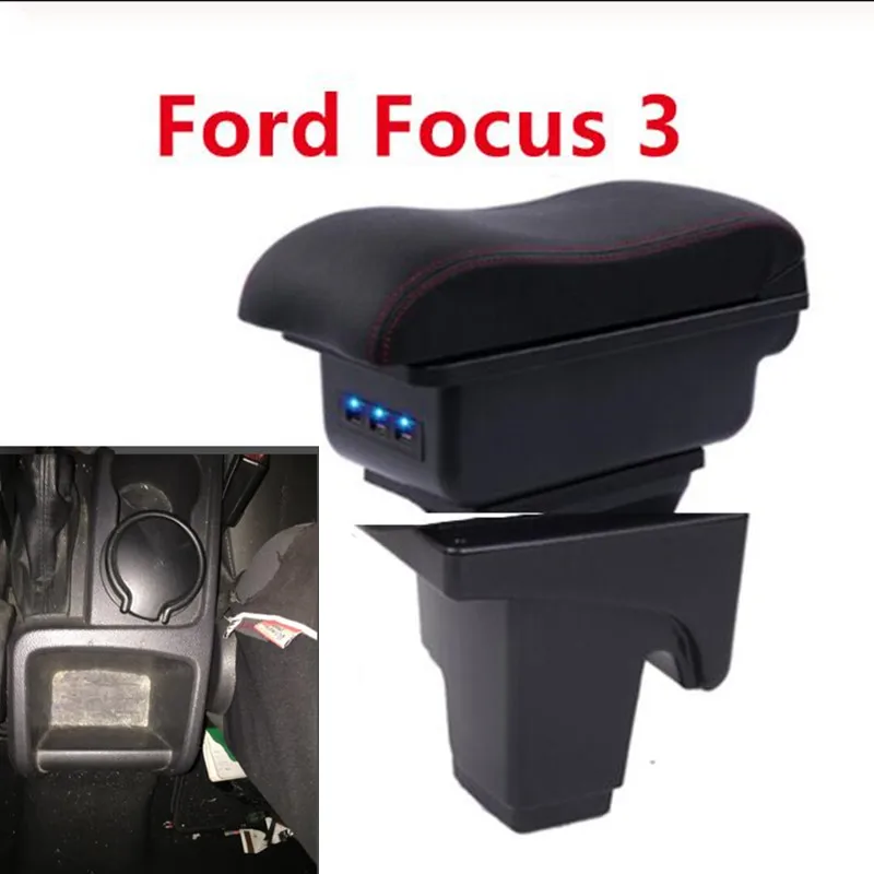 Для Ford Focus 3 подлокотник 2013 FORD FOCUS3 автомобильные аксессуары интерьерная коробка для хранения подлокотник заряжаемый usb
