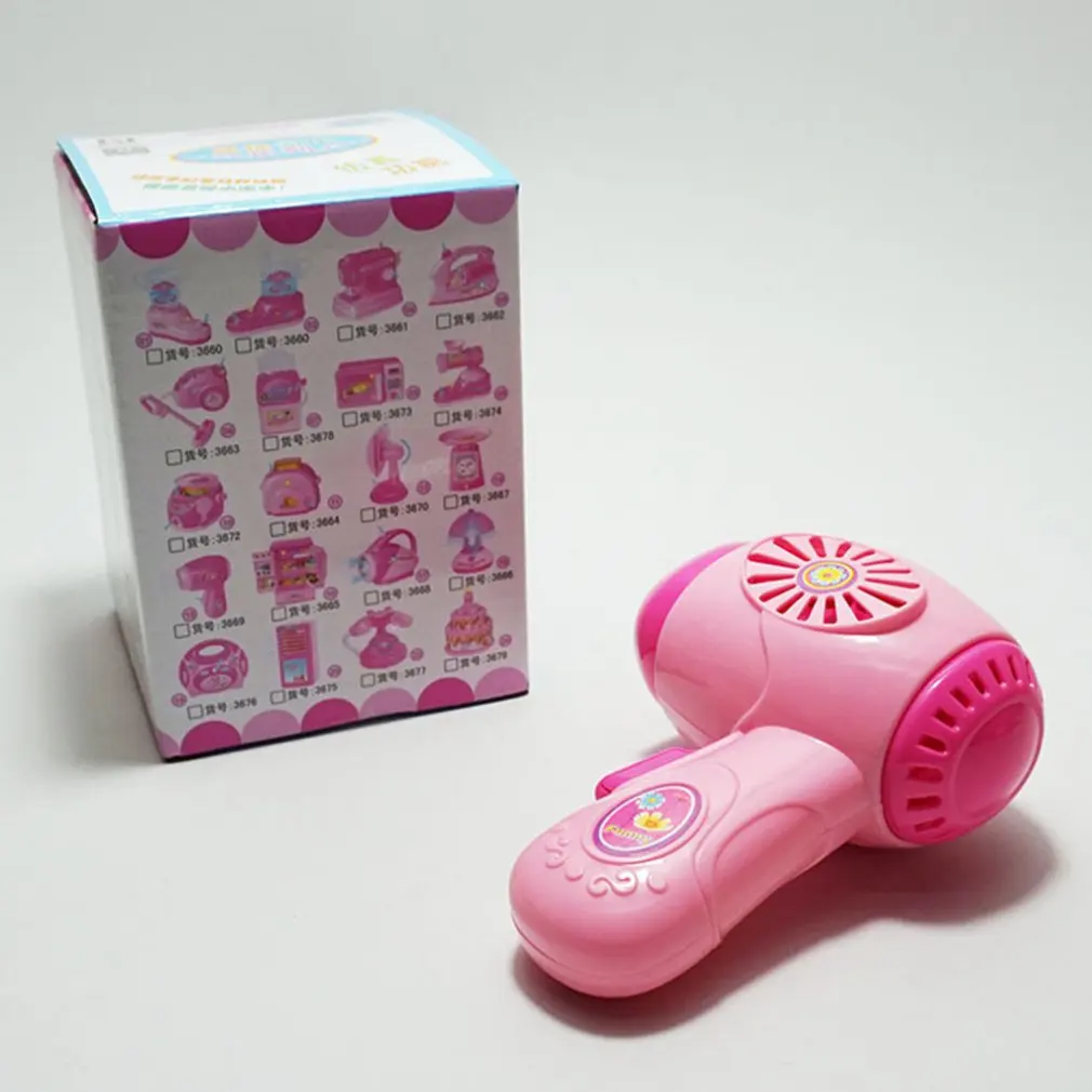 pink hair dryer Детские Мини-кухонные электрические игрушки, набор для моделирования, электрическая мебель, маленькая бытовая техника, игрушки для девочек - Цвет: pink hair dryer