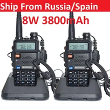 2pcs real 8W 3800mAh Baofeng uv 5r Walkie Talkie CB radio communicador Baofeng UV-5R for hunting