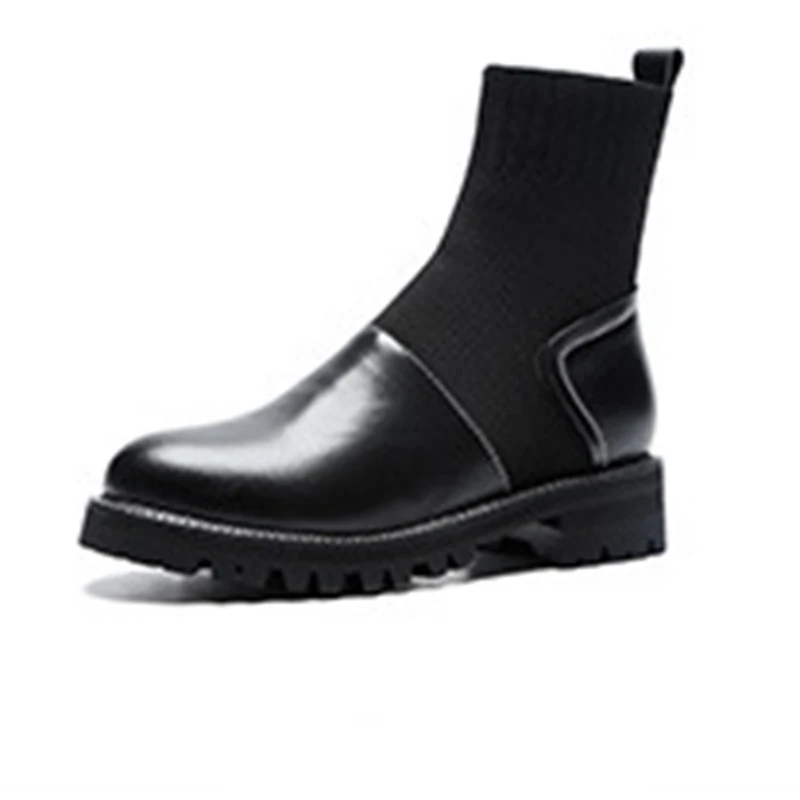 Autumn Winter Martin Boots Women Fashion Warm High Top Boots Black Sock Boots Shoes Woman Botas Platform Shoes Women Ankle Boots - Цвет: Черный