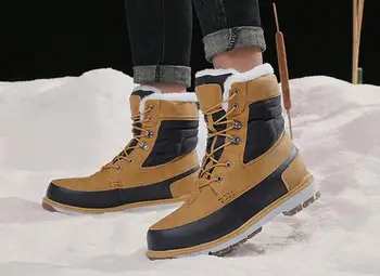 

Snow boots men's winter warm plus velvet waterproof non-slip padded cotton boots outdoor ski shoes cotton shoes