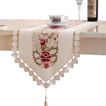 

Pastoral Embroidery Table Flag Stylish Table Cover Chic Rectangle Tablecloth Table Runner for Home Living Room