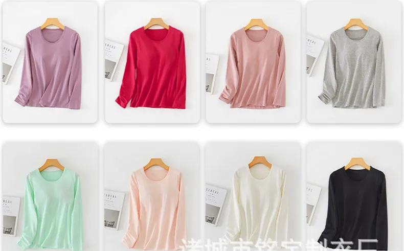 Fdfklak Ein Stück Pyjamas Brust Pad Hause Kleidung Frauen Äußere Tragen Baumwolle Lange-Sleeve Basis Shirt Für Herbst Winter schlaf Tops 4XL – Detail 7