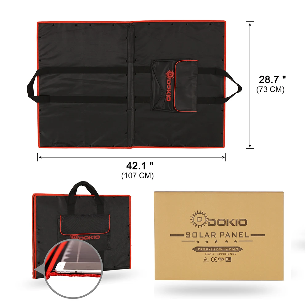 DOKIO FFSP-110M 97 W flexibles faltbares monokristallines Solarpanel - Image 2