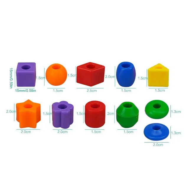 60pcs Beads Toys Geometric figurebeads Stringing Threading Beads Game Education Toy for Baby Kids Children Crafts Beads Toys 6