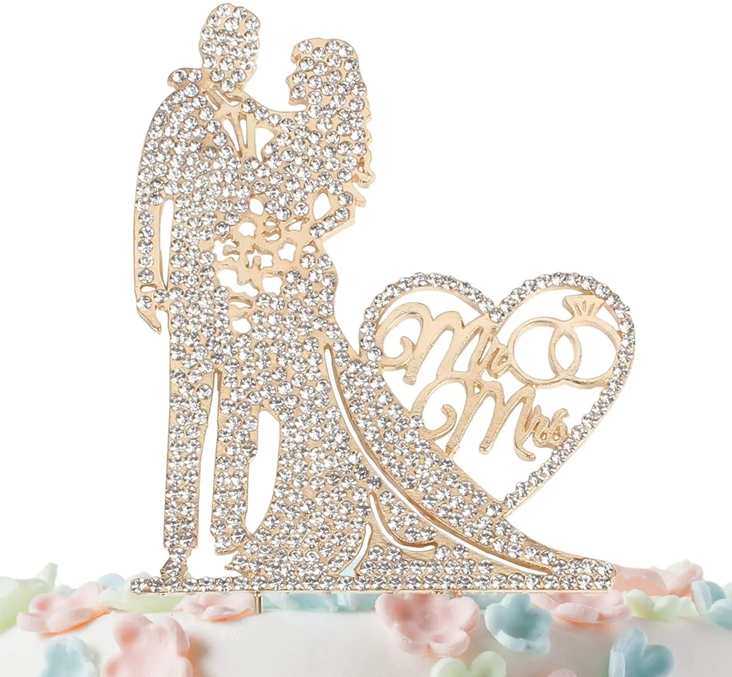 Mr and Mrs Cake Topper Rhinestone Crystal Metal Love Wedding Funny Gold Silver Toppers Gifts Favors Engagement | Дом и сад