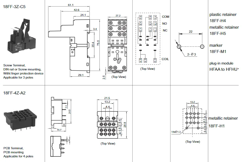 HF18FF JQX 18F pcb Промышленный контроль промежуточное реле DC 12V 24V 220V 2Z2 8PiN HONGFA SONGLE OMRON MY2