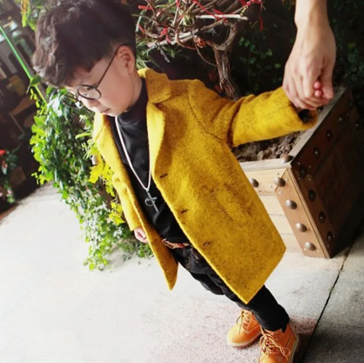 Fall Winter Little Boys Woolen Jacket Overcoat Children's Korean Wool Coat Baby Kids Thickened Windswear Outerwear Clothes B323