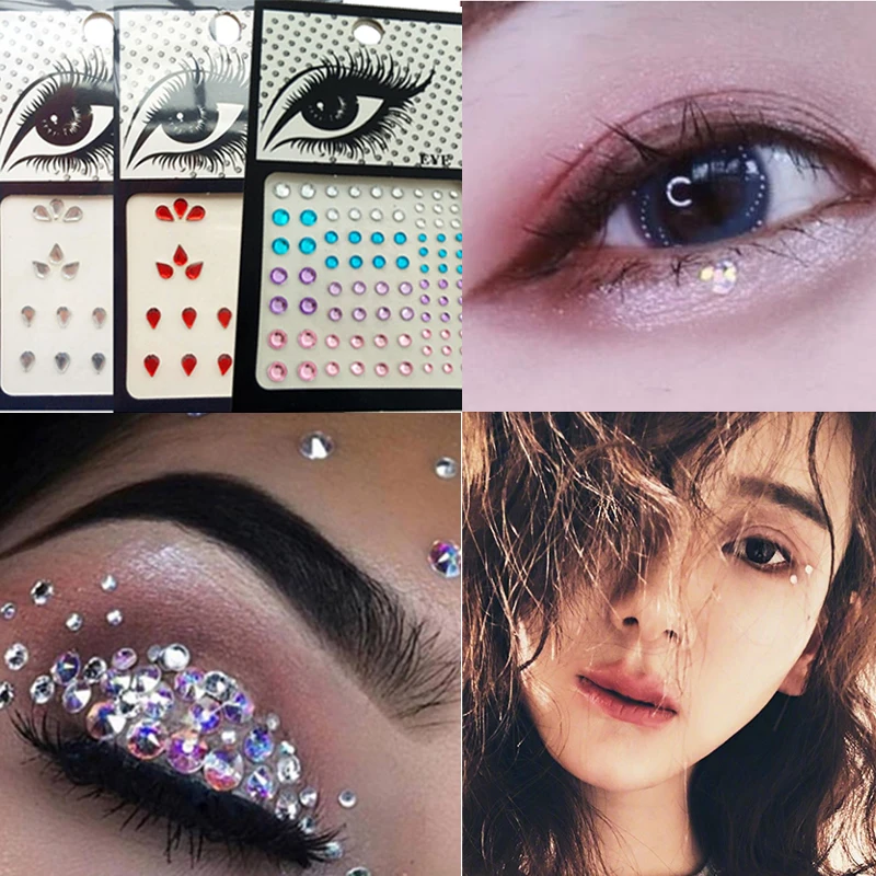 

Fashion Hot 4 Colors Tattoo Diamond Makeup Eyeliner Eyeshadow Face Sticker Jewel Eyes Makeup Crystal Eyes Sticker maquillaje