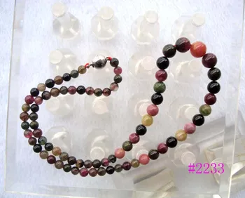 

Free Shipping Natural Tourmaline Round Beads Necklace Women Jewelry Accessories Weddings Parties Birthday Gift