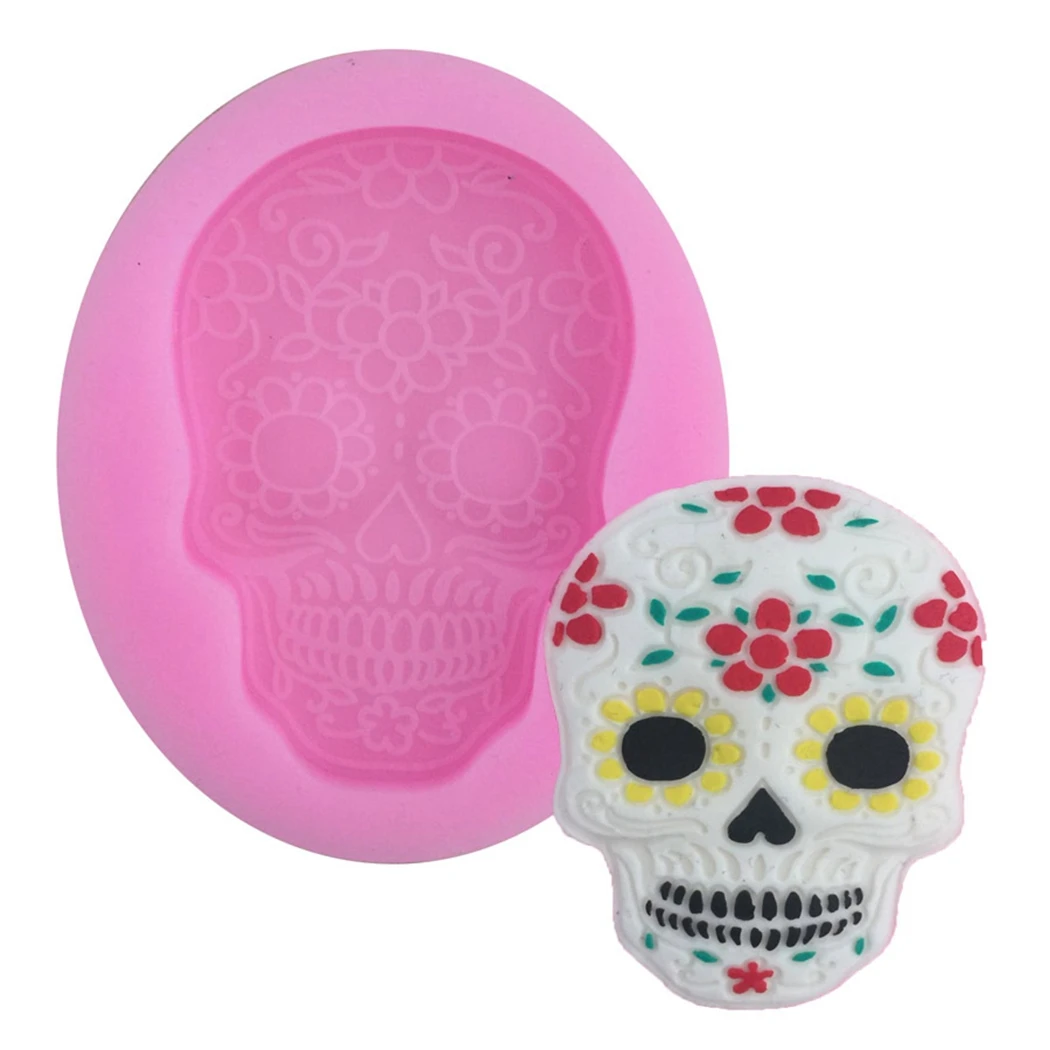 

Skull Mould Halloween Fondant Cake Chocolate Decoration Silicone Molds Cupcake Baking Tools Handmade Soap Fondant Mold