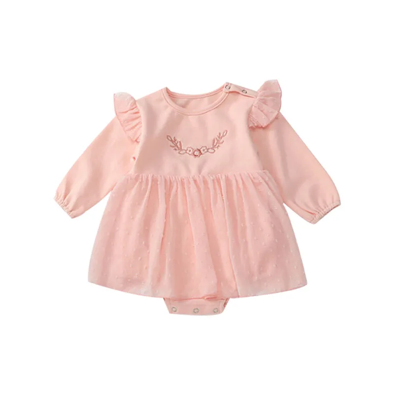 Милые Боди для новорожденных Одежда для маленьких девочек комбинезон с длинными рукавами и оборками, хлопковая одежда для маленьких девочек от 0 до 24 месяцев