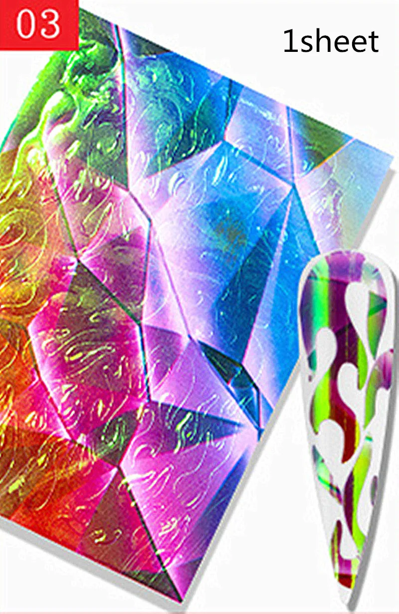 6 цветов голографическая лазерная наклейка с пламенем для дизайна ногтей для маникюра украшения 3D огонь тонкая серебряная полоса DIY Фольга Наклейка - Цвет: 3