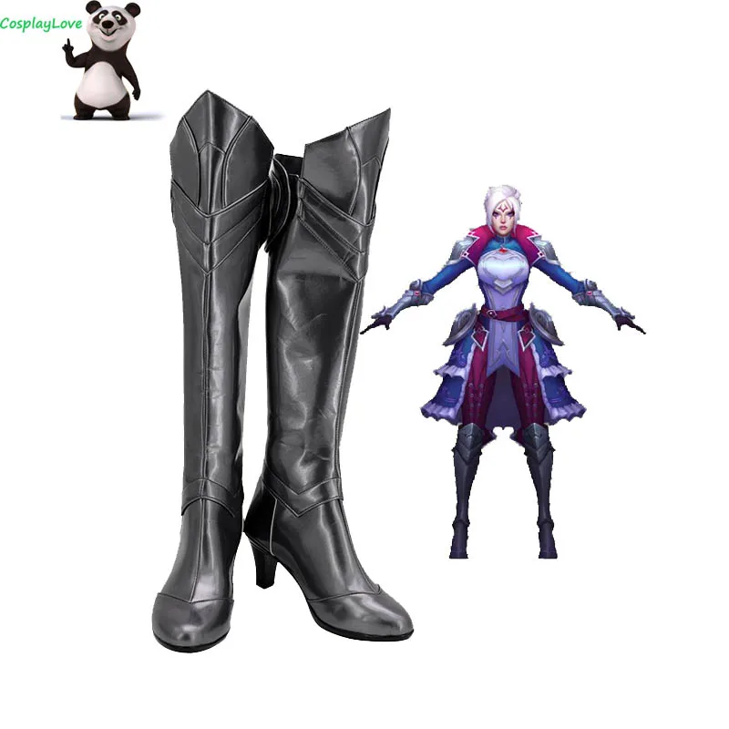 

CosplayLove LOL Battle Queen Diana Silver Cosplay Shoes Long Boots Leather Custom Hand Made For Halloween Christmas