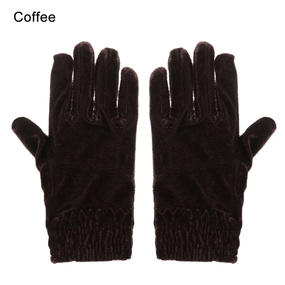 1 пара новых золотых бархатных перчаток с полными пальцами, одноцветные осенние зимние теплые варежки для женщин, плотные Модные Элегантные Перчатки - Цвет: Кофе