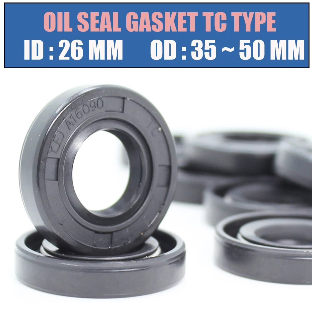

ID 26mm Oil Seal Gasket TC Type Inner 26*35/36/37/38/40/42/43/44/45/47/48/50 mm 8Pcs Bearing Accessories Radial Shaft NBR Seals