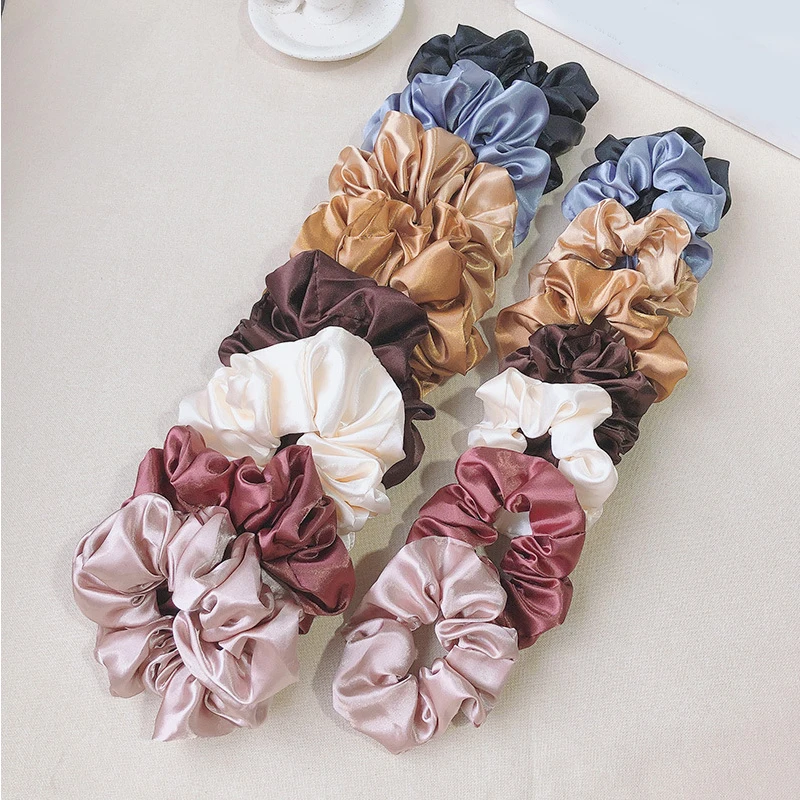 

2021 Silk Scrunchie Pack Headband Elastic Hair Bands Serre Tete Fashion Tiara Ponytail Holder Hair Accessories Band for Women