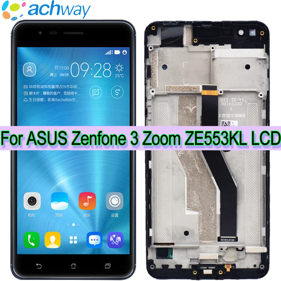 

Tested AMOLED 5.5"For ASUS Zenfone 3 Zoom ZE553KL LCD display Touch Screen Digitizer with frame for ASUS ZE553KL LCD display