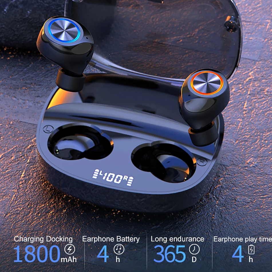 Universal Android iOS Wireless Earphones 1800mAh Charger Box Type C Charging Bluetooth TWS True Magic Earbuds for iPhone Honor