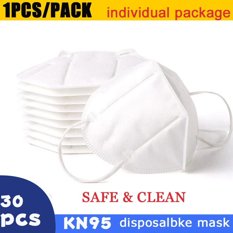 

30PCS KN95 mask FDA Face Mask PM2.5 Anti-fog Strong Protective Mouth Mask Respirator Reusable 1PCS/PACK