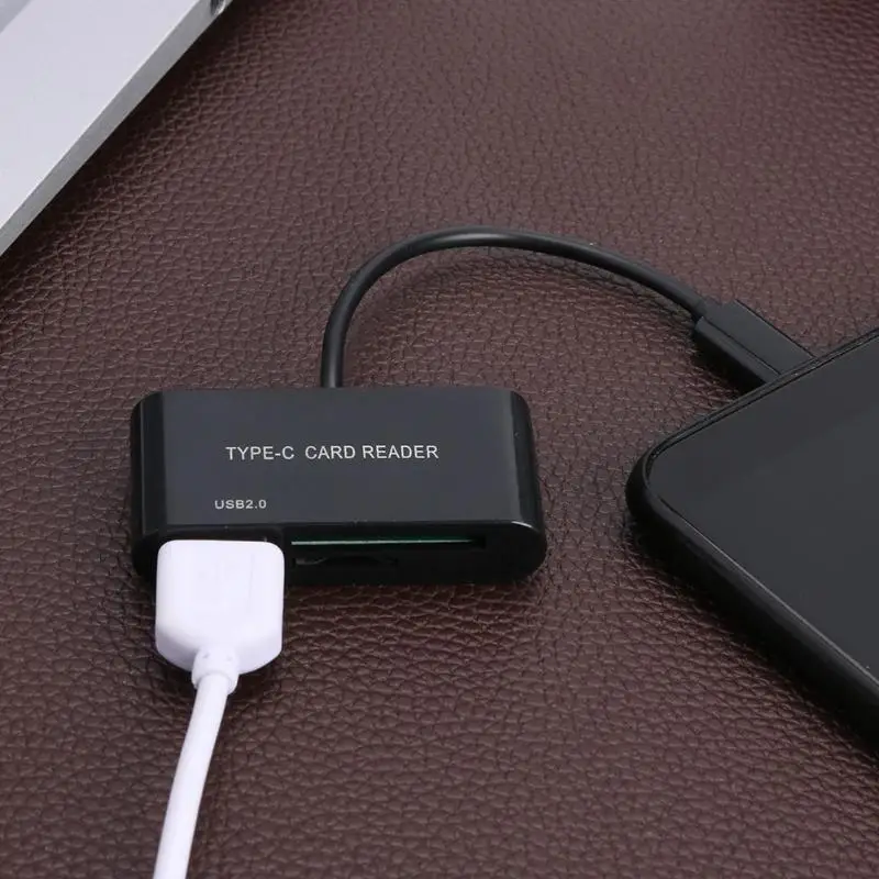 3 в 1 type C к USB 2,0 TF кард-ридер OTG концентратор адаптер для Macbook 12 дюймов черный
