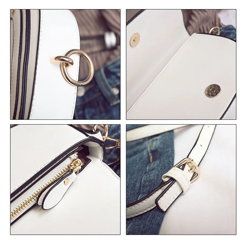 Luxury Saddle Bag For Women Fashion PU Leather Shoulder Bag Evening Clutch Bags Mini Circle Ring Handbag Brand Design Crossbody