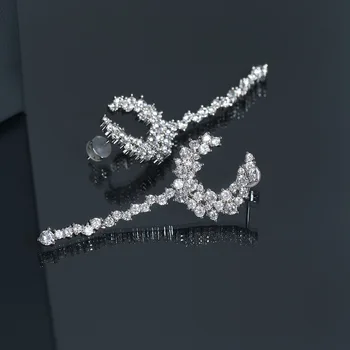 

2019 new trendy Morocco sliver sterling crystal long stud earrings brand luxury delicate engagement earrings fro women lady girl