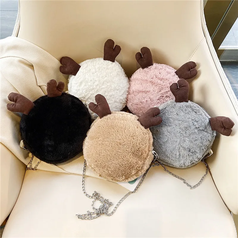 

INS Plush Bag Women's 2019 Winter New Style Fashion Korean-style Christmas Reindeer Horn Cartoon Cute Crossbody Bag