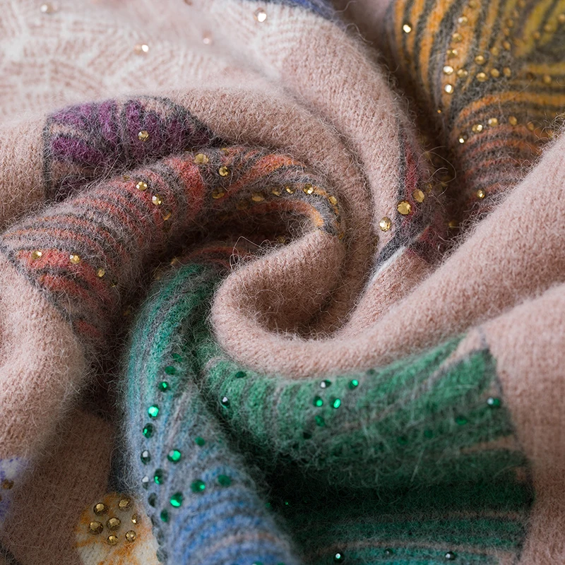 YISU свитер женский осень зима мода лист Печатный свитер длинный рукав свободный пуловер, вязаные свитера женские