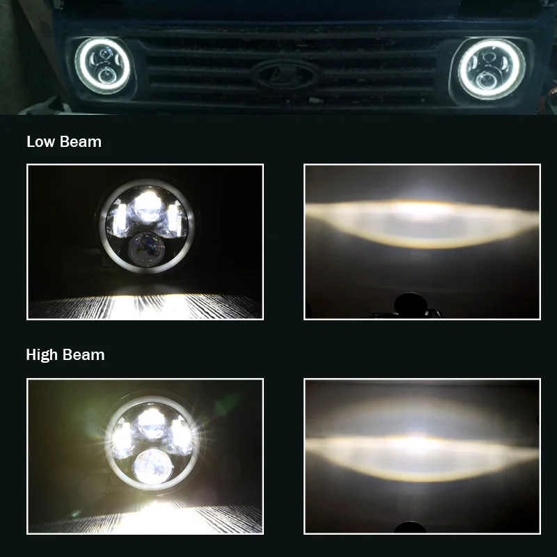 2 шт./1 пара универсальные 7 ''светодиодные фары H4 дальнего ближнего света круглые автомобильные ходовые огни для Jeep Lada Niva 4x4