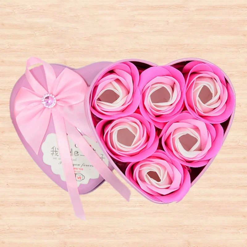 Роза Подарочная коробка мыло цветок подарок искусственный в форме сердца коробка творческий день Святого Валентина Подарки для девочек украшение дома свадьба - Цвет: XOI0404P2
