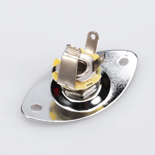 Chrome Plated Oval Output Jack Plate With 2 Mounting Screws For Electric Guitar