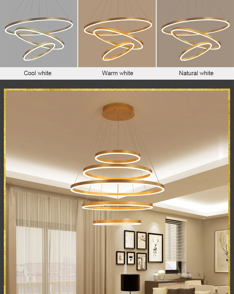 Современный светодиодный подвесной светильник с кольцом, для столовой, гостиной, круговой, для ресторана, подвесной светильник, светильник для дома, декоративная Подвесная лампа