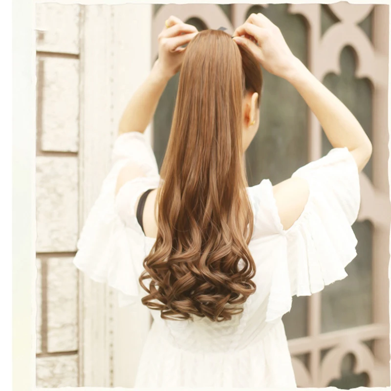 

Aosi Long Curly Ponytail Drawstring synthetic Hair Heat Resistant Clip In Hair Extensions Natural Hair Accessories