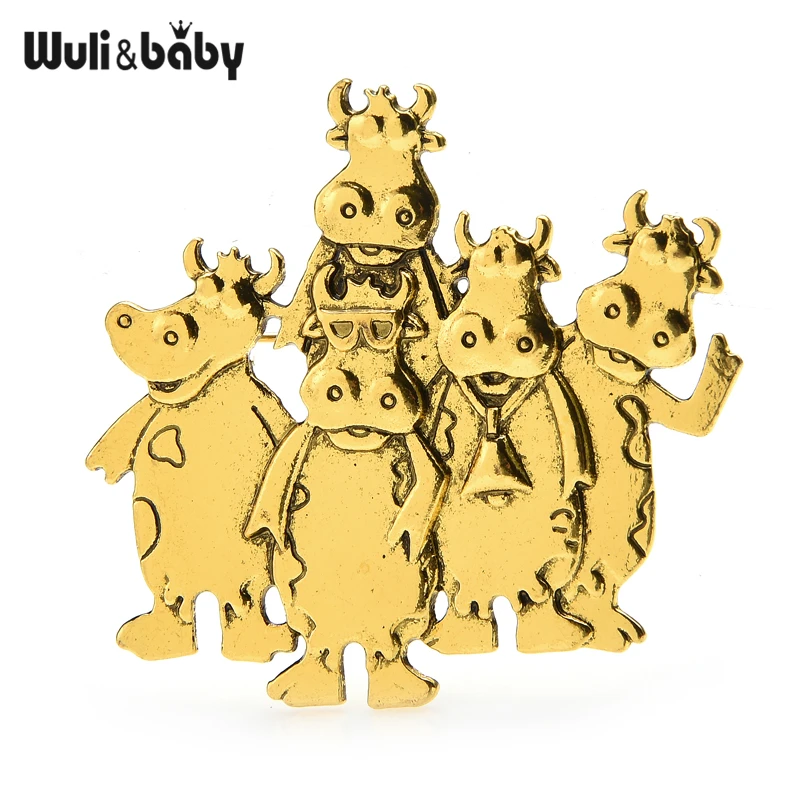 Винтажные Броши Wuli &amp baby в виде семьи счастливой коровы для женщин новогодние