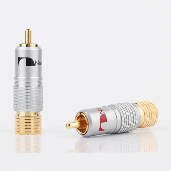 

2pcs/set R1716 RCA gold plated lotus plug coaxial audio cable plug HIFI HI-END audio signal plug
