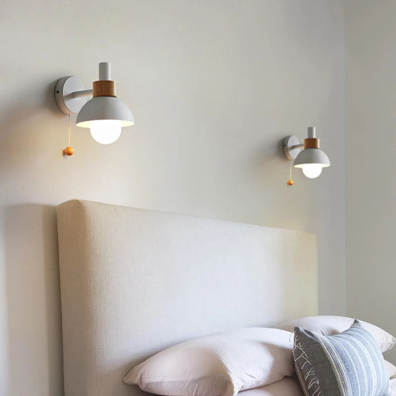 LED Wall Lamp Wall Sconces Light Bedside Nordic modern E27 wood sconce indoor lighting home decor bedroom living room kitchen
