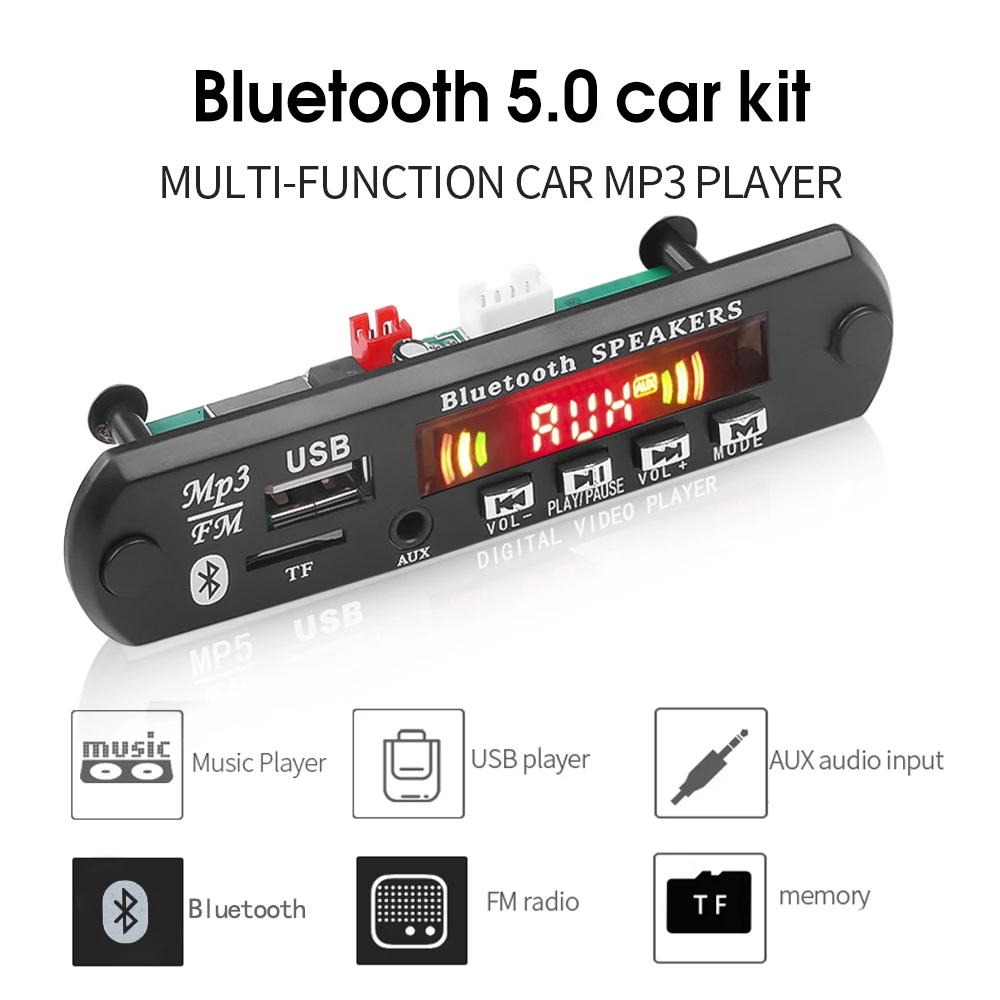 MP3-плеер Wma модуль беспроводной Bluetooth 5 0 Mp3 декодер плата аудио поддержка App Usb Aux Tf