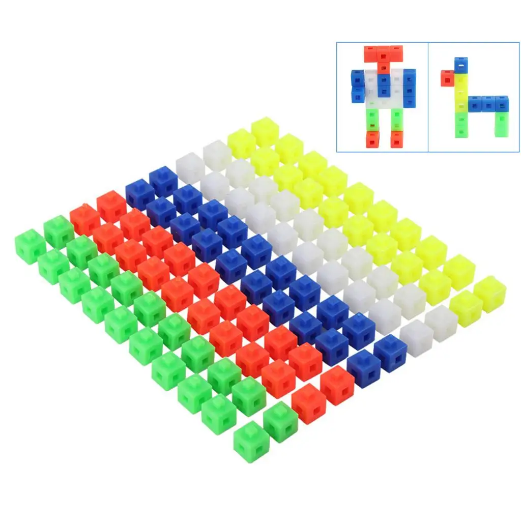 100Pcs 5 colors Multilink Linking Cubes /Math Manipulative/ Counting Blocks