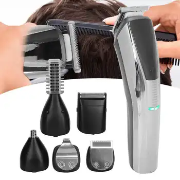 

1set VGR 6-In-1 Hair Clipper Beard Trimmer Kit USB Charging Hair Cutting Groomer Kit for Men