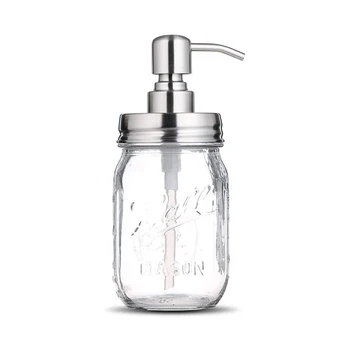 

Clear Glass Jar Soap Dispenser Classic Decor Effective Sterilization Hand Washing Equipment With Stainless Steel Pump
