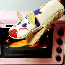 Термоизолированные перчатки для печи с рисунком поросенка, хлопковые принадлежности для домашней выпечки, анти-ожоги, микроволновая печь, термоизолированная рукавица, кухонный инструмент